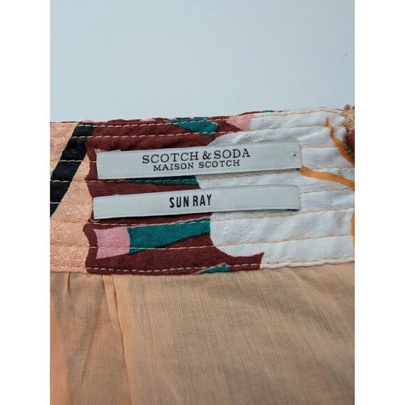 Scotch & Soda Sun Ray Asymmetrical Skirt Womens Size Medium Tan Floral Short - Picture 6 of 13